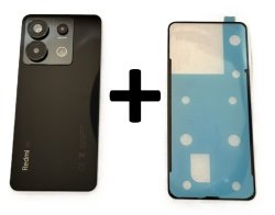 Klapka Baterii Xiaomi Redmi Note 13 Pro 5G Czarna - Kompletna ze szkłem aparatu i taśmą montażową