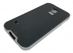 Etui Pokrowiec z Ramką Samsung S5 G900 / S5 Neo G903F Srebrny